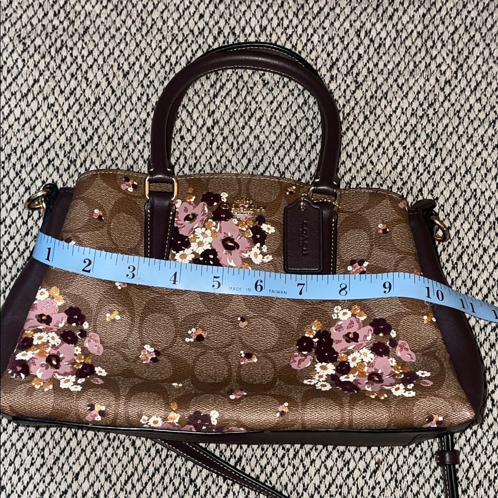 Coach Brown Crossbody Bag with Floral Design measurements in photos - Picture 11 of 13